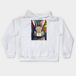 Rainbow Hare #005 Kids Hoodie